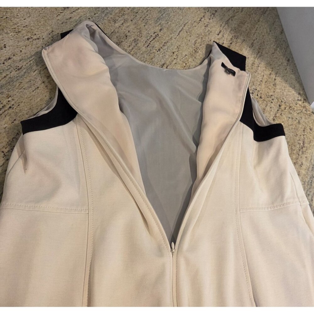 Talbots Size 16WP Black Cream Sheath Sleeveless Dress Petite Knee Length - Picture 13 of 15